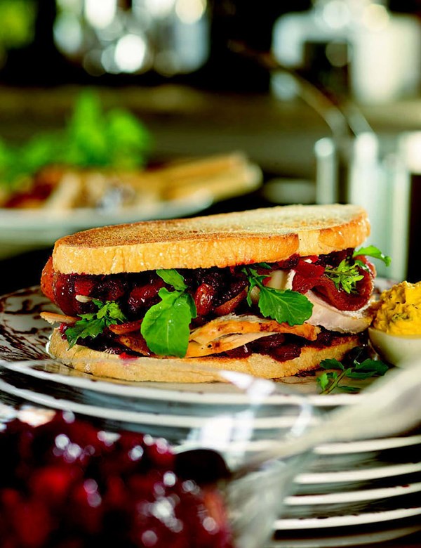 After-Thanksgiving turkey sandwich with cranberry chutney