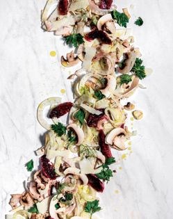 Agaricus salad with blood oranges and fennel [Sean Sullivan]