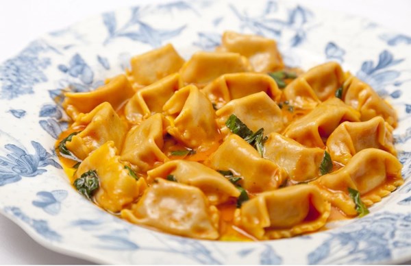 Agnolotti pappa al pomodoro with basil [Luke Holder]