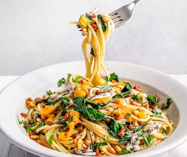 Agrodolce anchovy spaghetti