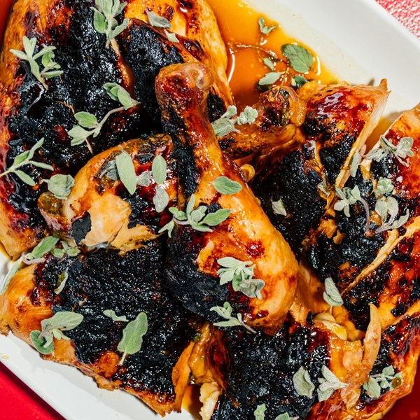 Agrodolce chicken with fennel and celery gremolata