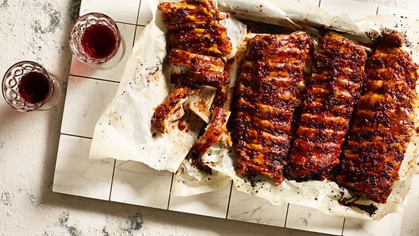 Agrodolce-glazed pork ribs