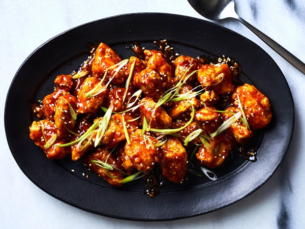 Air-fried General Tso’s chicken
