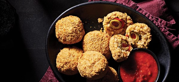 Air-fried stuffed risotto balls (Arancini)