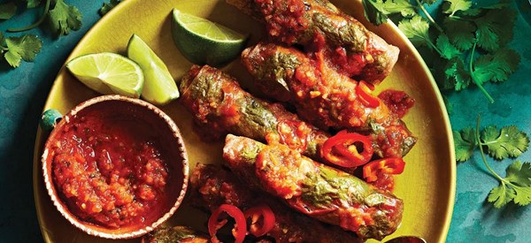 Air-fried taco spring rolls 
