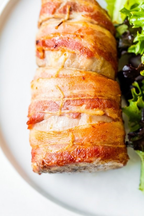 Air fryer bacon wrapped pork tenderloin