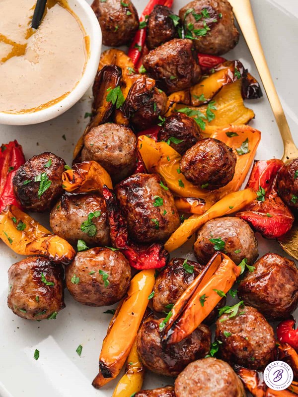 Air fryer bratwurst & peppers