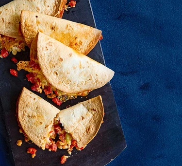 Air fryer cheese & chorizo quesadillas