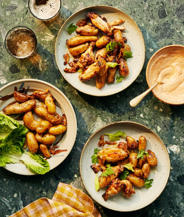 [Air fryer] chicken wings, baby potatoes and harissa yoghurt