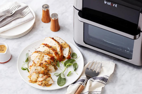 Air fryer herbed turkey breast with gravy