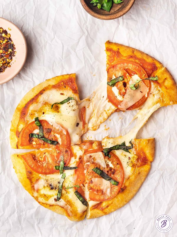 Air fryer Margherita pita pizza