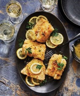 Air-fryer panko cod with lemon