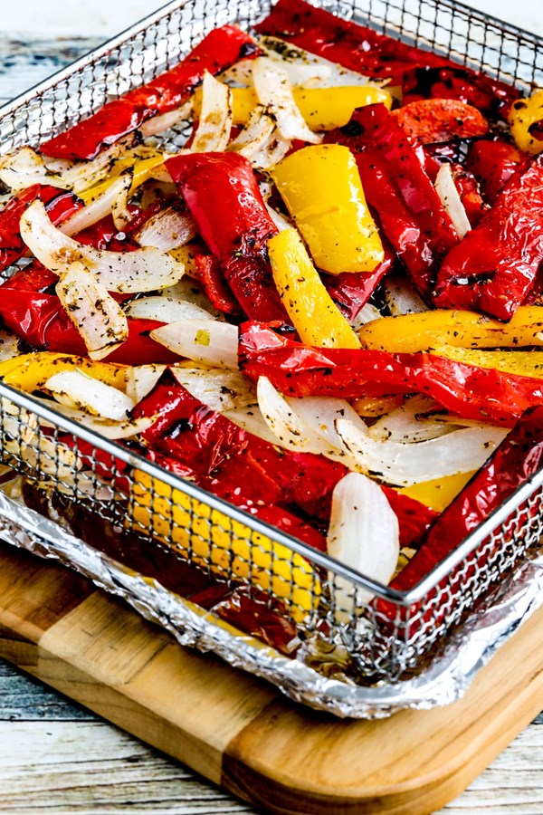 Air fryer peppers and onions