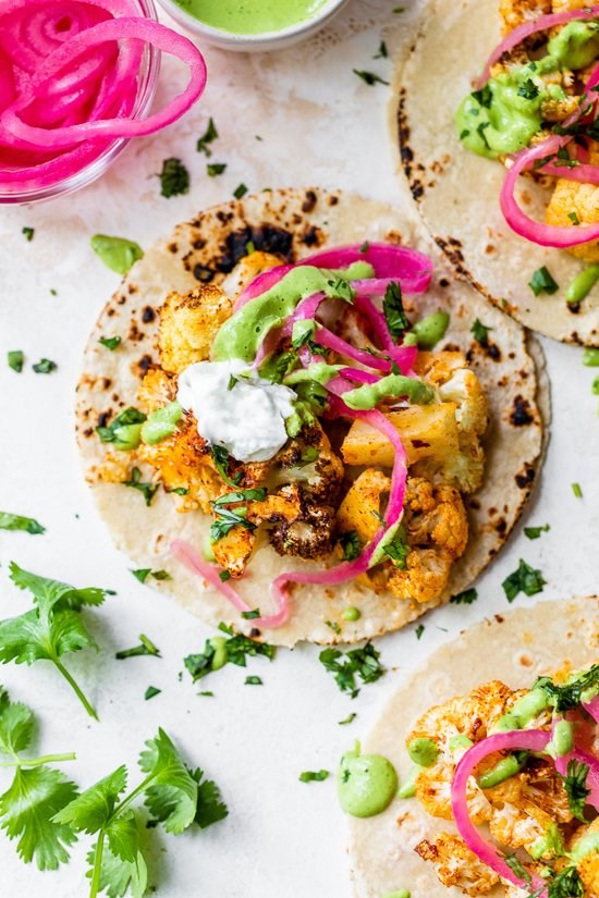 Air fryer roasted cauliflower tacos