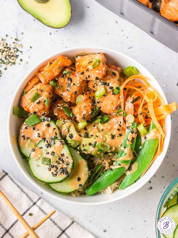 Air fryer salmon bowls