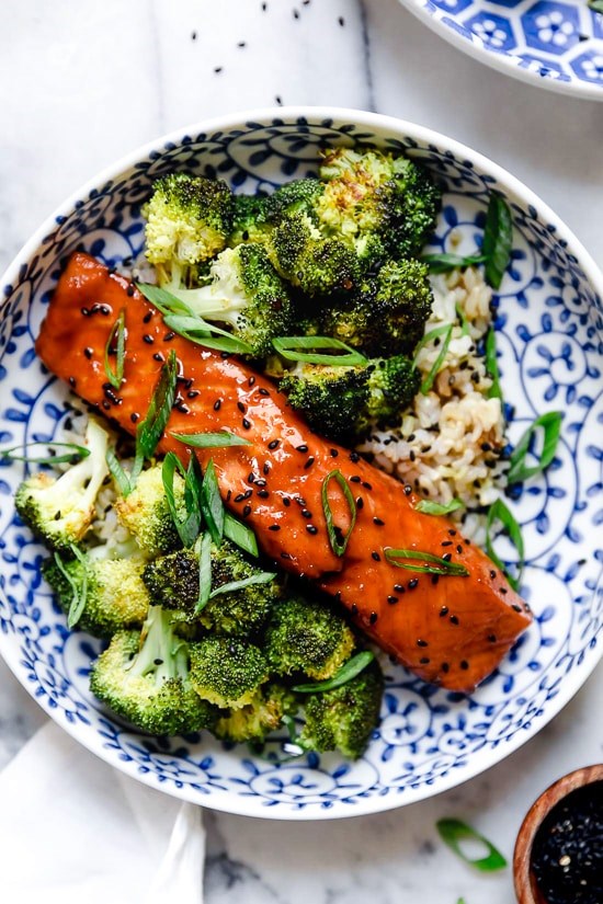 Air fryer salmon with maple soy glaze