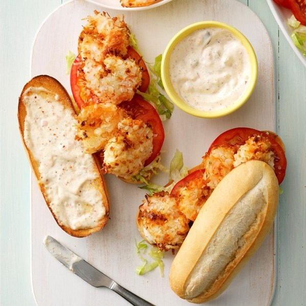 Air-fryer shrimp po'boys