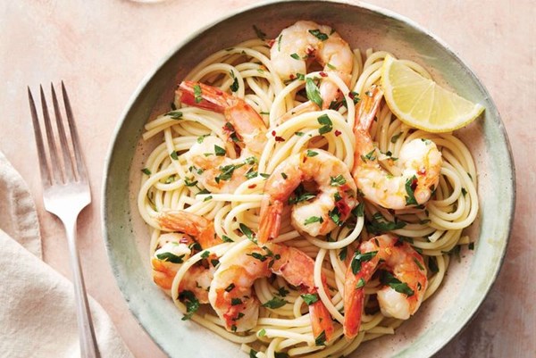 Air-fryer shrimp scampi 