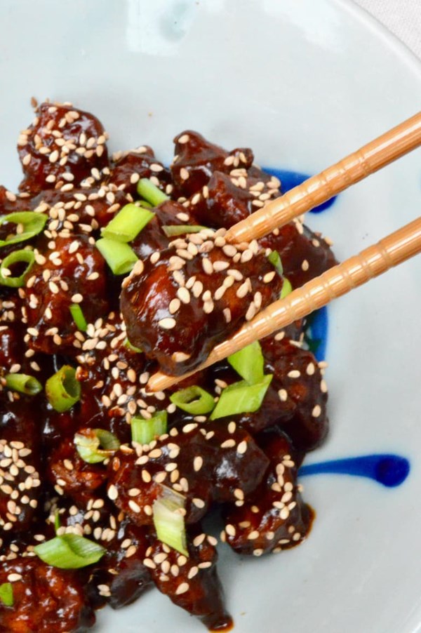 Air fryer tofu with sticky sesame sauce