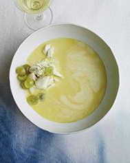 Ajo blanco with crab and green grapes
