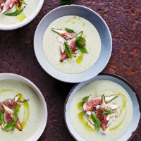 Ajo blanco with figs and mint