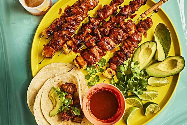 Al pastor-style chicken skewers