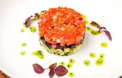 Alaska salmon tartare with beetroot and avocado