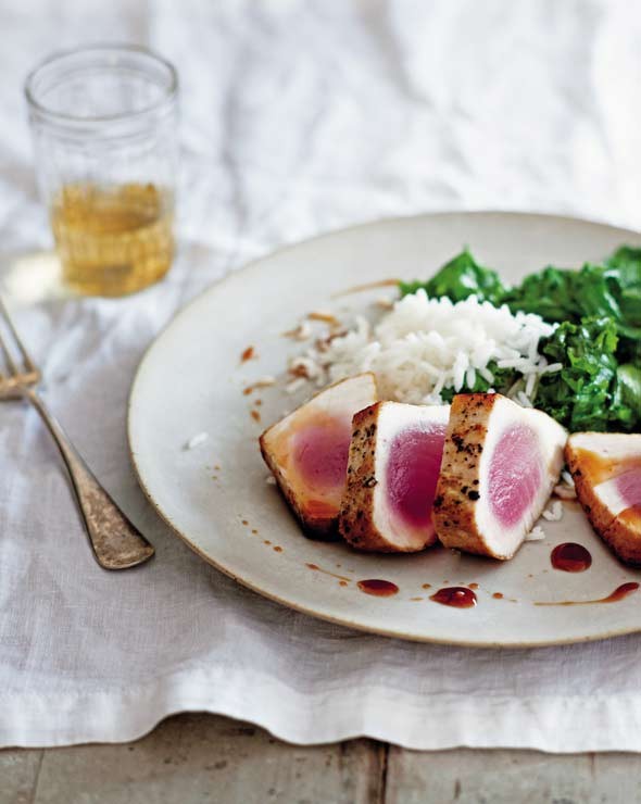 Albacore tuna with sweet and sour sauce
