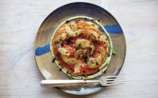 Ale-cured salmon with cucumber and seaweed salad
