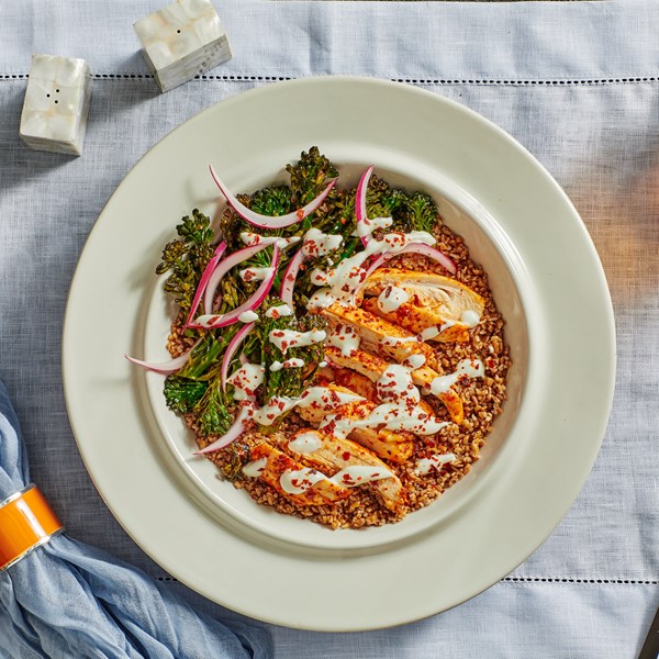 Aleppo-chicken and broccoli grain bowls 