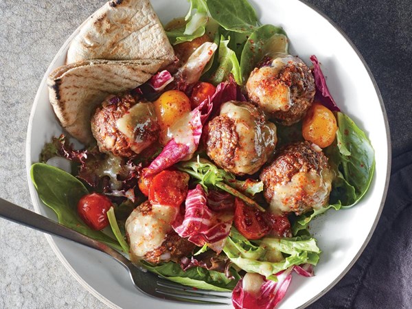 Aleppo-spiced meatball salad