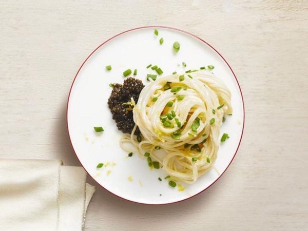 Alex Guarnaschelli’s angel hair pasta with caviar and lemon