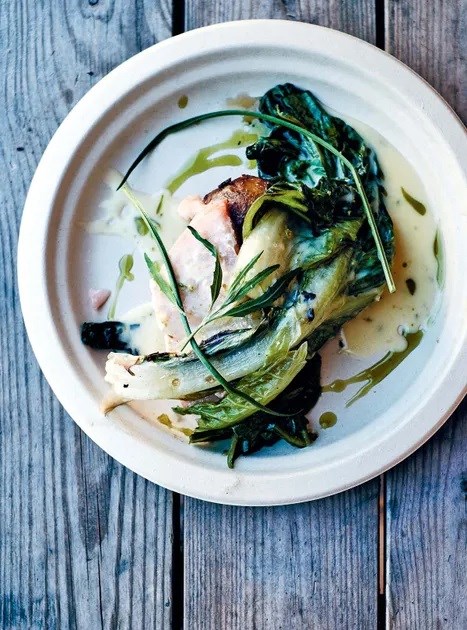Alfresco dinner (oven-baked salmon)