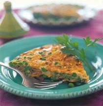 Algerian Passover matzoh and pea omelet (Djiadjia tairat)