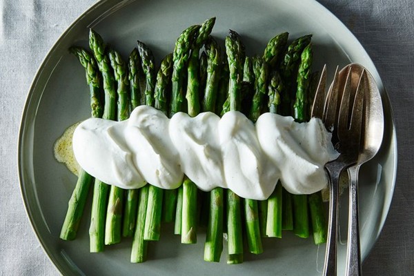 Alice B. Toklas' asparagus in salt & pepper whipped cream