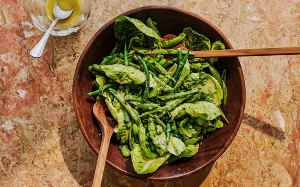 All-green salad with easy chive dressing
