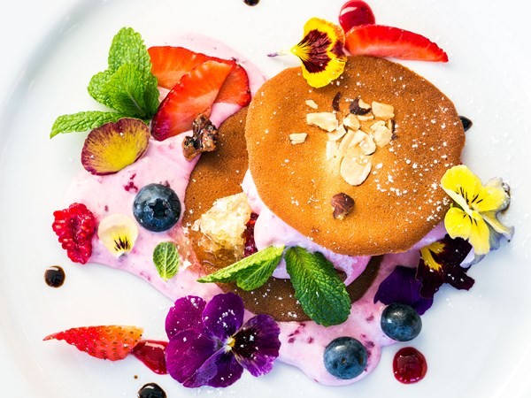 Almond & Cointreau tuiles with fruits of the forest