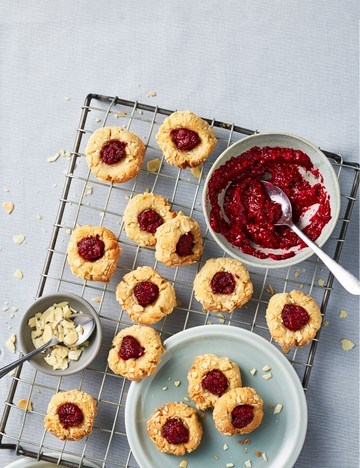 Almond and raspberry thumbprint cookies