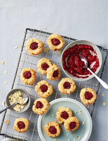 Almond and raspberry thumbprint cookies