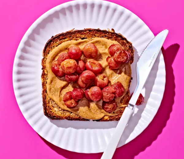Almond butter & roasted grapes toast