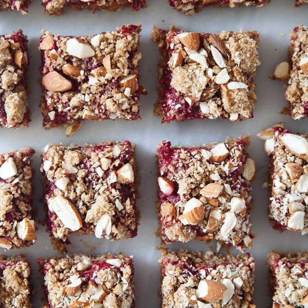 Almond butter and jam breakfast bars