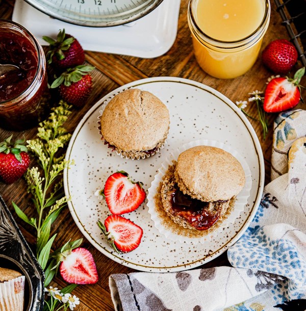 Almond butter and jam muffins