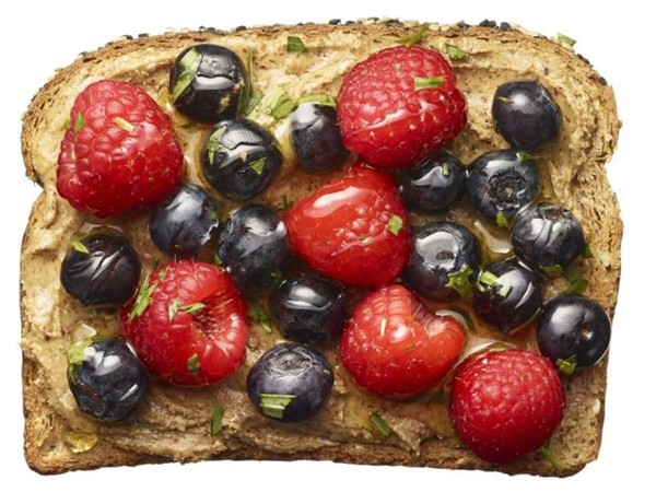 Almond butter with mixed berries toast