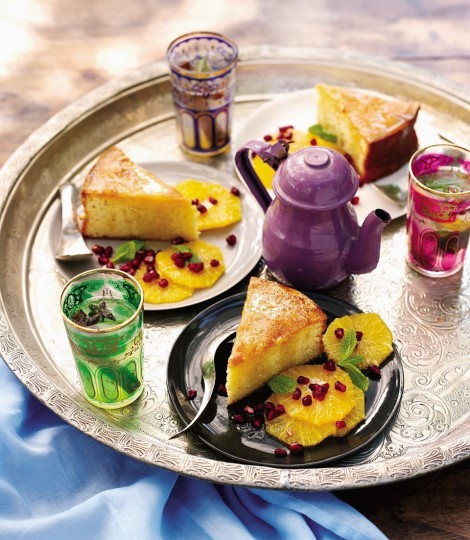 Almond cake in spiced citrus syrup