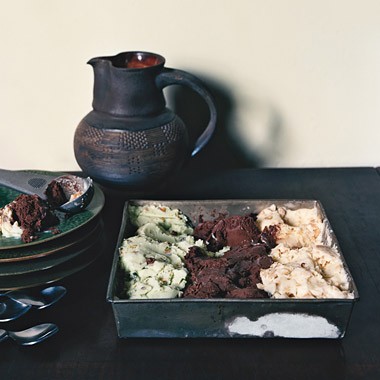 Almond, chocolate, and pistachio spumoni
