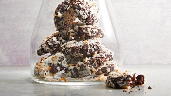 Almond-coconut chewy chocolate cookies