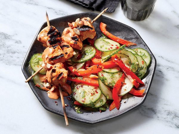 Almond-coconut chicken satay