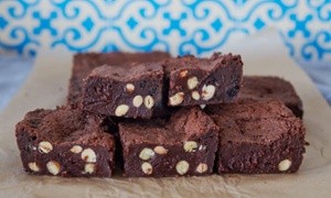 Almond, dried blueberry and rice flour brownies
