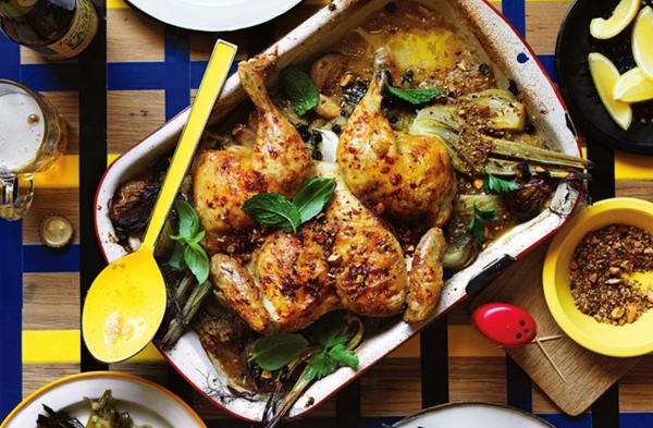 Almond dukkah chicken bake with amaranth