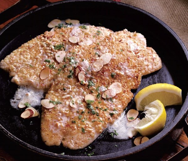 Almond flounder meunière